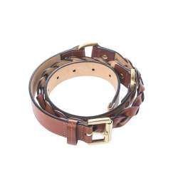 Mulberry Brown Leather Braided Belt 85 CM