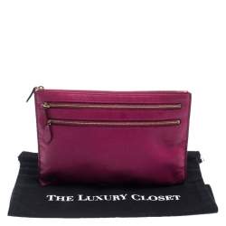 Pre Owned Mulberry Hot Pink Leather Multizip Pouch