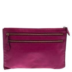 Pre Owned Mulberry Hot Pink Leather Multizip Pouch