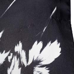 Mulberry Black Floral Logo Print Silk Scarf