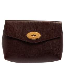 Mulberry Burgundy Leather Cosmetic Pouch