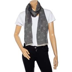 Pre Owned Mulberry Grey Cotton Jacquard Tamara Scarf