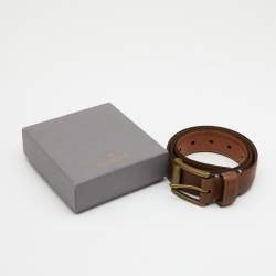 Mulberry Brown Leather Buckle Belt 75CM