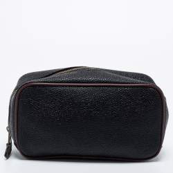 Pre Owned Mulberry Black/Brown Leather Toiletry Pouch