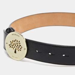 Mulberry Black Leather Buckle Waist Belt 70CM