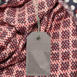 Mulberry Red & Navy Blue Dotty Printed Silk Square Scarf