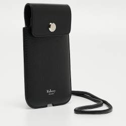 Mulberry Black Leather Strap Phone Case