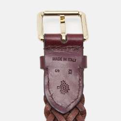 Mulberry Burgundy Woven Leather Buckle Belt S