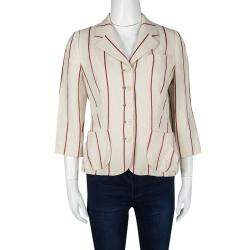 Mulberry Cream and Red Striped Linen Blazer M