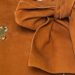 Mulberry Tan Brown Suede Floppy Bow Detail Biker Jacket S