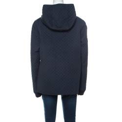 Mulberry Navy Blue Quilted Zip Front Hooded Jacket L