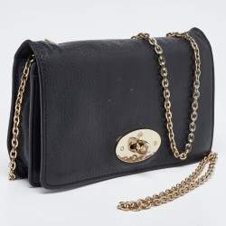 Mulberry Black Leather Bayswater Wallet on Chain
