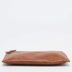Pre Owned Mulberry Brown Leather Multi Zip Slim Pouch