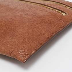 Pre Owned Mulberry Brown Leather Multi Zip Slim Pouch