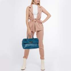 Pre Owned Mulberry Blue Leather Medium Del Rey Satchel