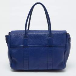 Pre Owned Mulberry Blue Leather Bayswater Satchel