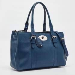 Mulberry Blue Leather Bayswater Double Zip Tote