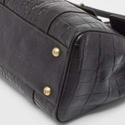 Mulberry Black Croc Embossed Leather Small Bayswater Satchel