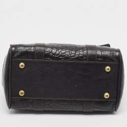 Mulberry Black Croc Embossed Leather Small Bayswater Satchel