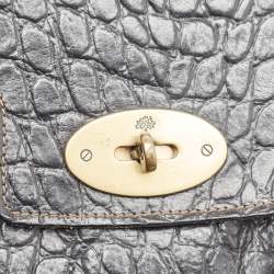 Mulberry Black Croc Embossed Leather Small Bayswater Satchel