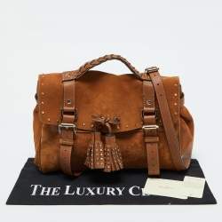 Mulberry Brown Nubuck and Leather Studded Tassel Alexa Satchel