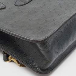 Mulberry Dark Green Ostrich Embossed Leather Convertible Tote
