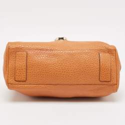 Mulberry Orange Grained Leather Polly Push Lock Top Handle Bag