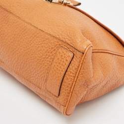 Mulberry Orange Grained Leather Polly Push Lock Top Handle Bag
