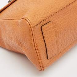 Mulberry Orange Grained Leather Polly Push Lock Top Handle Bag