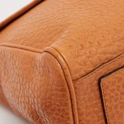 Mulberry Orange Grained Leather Polly Push Lock Top Handle Bag