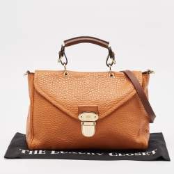 Mulberry Orange Grained Leather Polly Push Lock Top Handle Bag