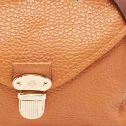 Mulberry Orange Grained Leather Polly Push Lock Top Handle Bag