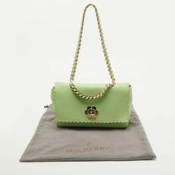 Mulberry Mint Green Leather Cecily Flower Top Handle Bag