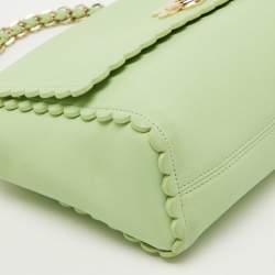 Mulberry Mint Green Leather Cecily Flower Top Handle Bag