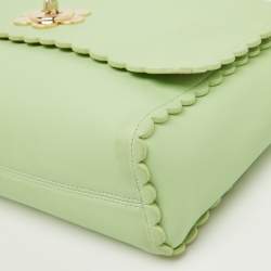 Mulberry Mint Green Leather Cecily Flower Top Handle Bag