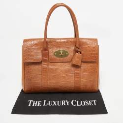 Mulberry Brown Croc Embossed Leather Bayswater Satchel