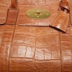 Mulberry Brown Croc Embossed Leather Bayswater Satchel