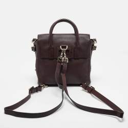 Pre Owned Mulberry Burgundy Leather Cara Delevigne Studded Convertible Backpack