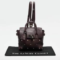 Pre Owned Mulberry Burgundy Leather Cara Delevigne Studded Convertible Backpack