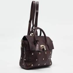 Pre Owned Mulberry Burgundy Leather Cara Delevigne Studded Convertible Backpack