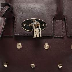 Pre Owned Mulberry Burgundy Leather Cara Delevigne Studded Convertible Backpack