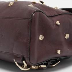 Pre Owned Mulberry Burgundy Leather Cara Delevigne Studded Convertible Backpack