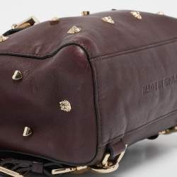 Pre Owned Mulberry Burgundy Leather Cara Delevigne Studded Convertible Backpack
