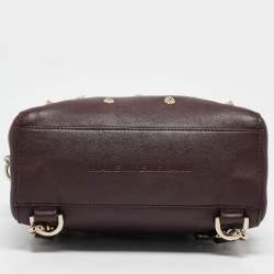Pre Owned Mulberry Burgundy Leather Cara Delevigne Studded Convertible Backpack