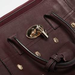 Pre Owned Mulberry Burgundy Leather Cara Delevigne Studded Convertible Backpack