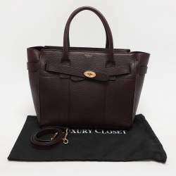 Pre Owned Mulberry Burgundy Leather Small Zipped Bayswater Tote