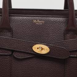 Pre Owned Mulberry Burgundy Leather Small Zipped Bayswater Tote
