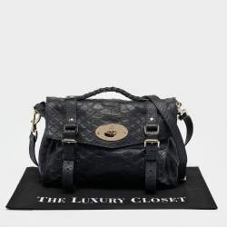 Mulberry Navy Blue Python Embossed Leather Alexa Satchel