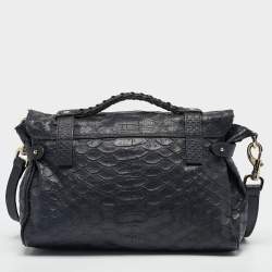 Mulberry Navy Blue Python Embossed Leather Alexa Satchel