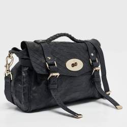 Mulberry Navy Blue Python Embossed Leather Alexa Satchel